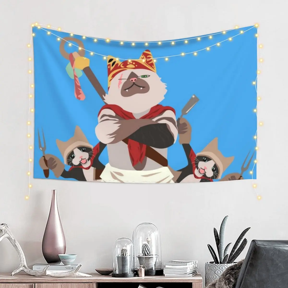 

Meowscular Chef and his crew Tapestry Kawaii Room Decor Bedroom Deco Nordic Home Decor Tapestry