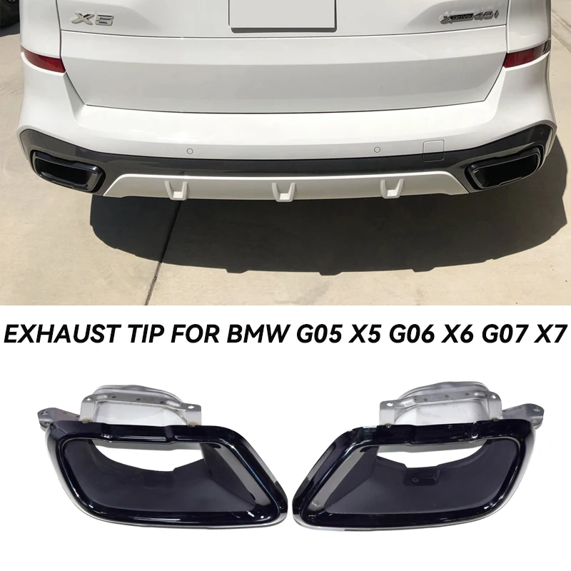 

2Pcs/lot Car Exhaust Trim For BMW G05 X5 G06 X6 G07 X7 2019 2020 2021+ M Sport Muffler Tip Tailpipe Repalcement Nozzle