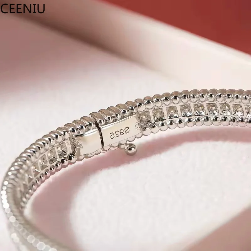 GRA Certified All Moissanite Bangles 925 Sterling Silver Plate 18K Gold Lab Diamond Bracelet for Women Party Gifts Jewelry
