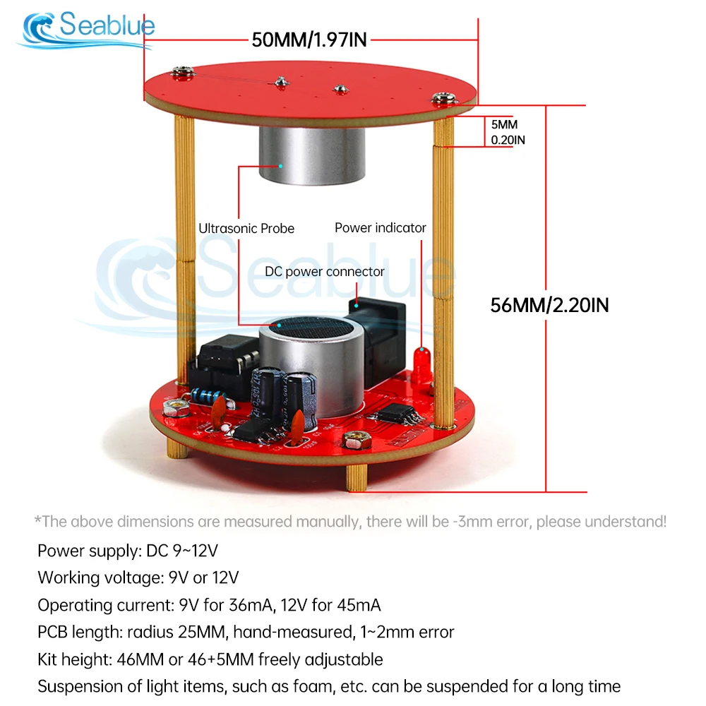 DC12V Ultrasonic Suspension Acoustic Electronic Kit DIY Soldering Project 40KHZ Mini Acoustic Levitator Practice Solder Assembly