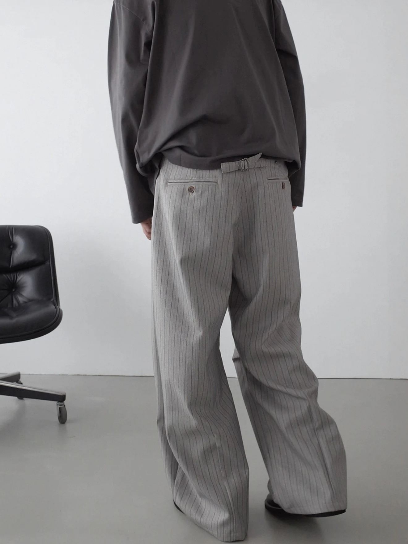 

American Retro Striped Casual Loose Fit Men's West Pants CleanFit Wide Knife Pants Polyester Fiber Summer Leisure Trousers