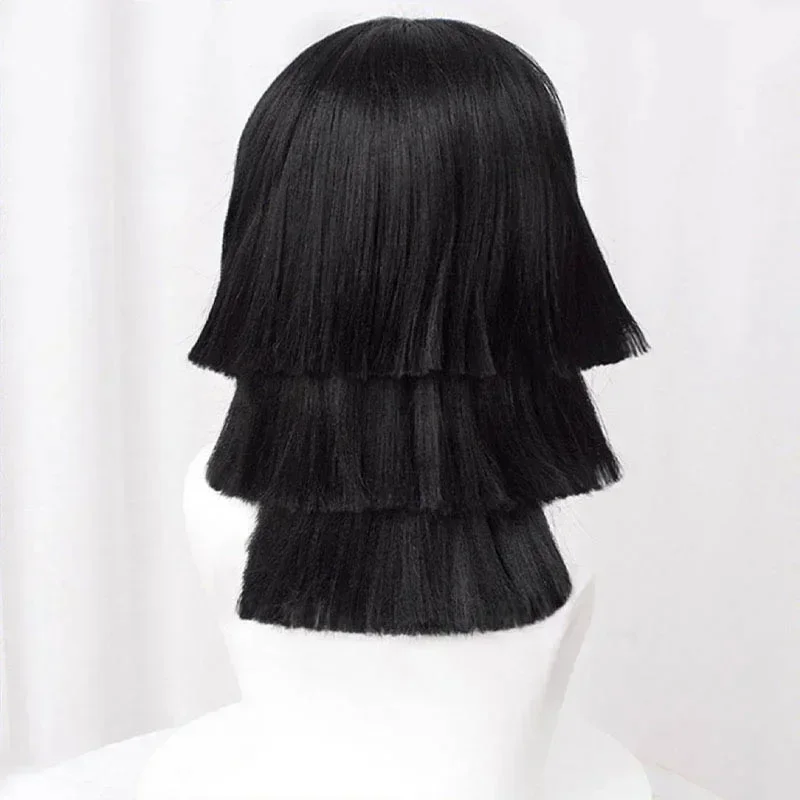 2025halloween alta qualidade iguro obanai cosplay peruca curta estilo preto resistente ao calor cabelo anime perucas