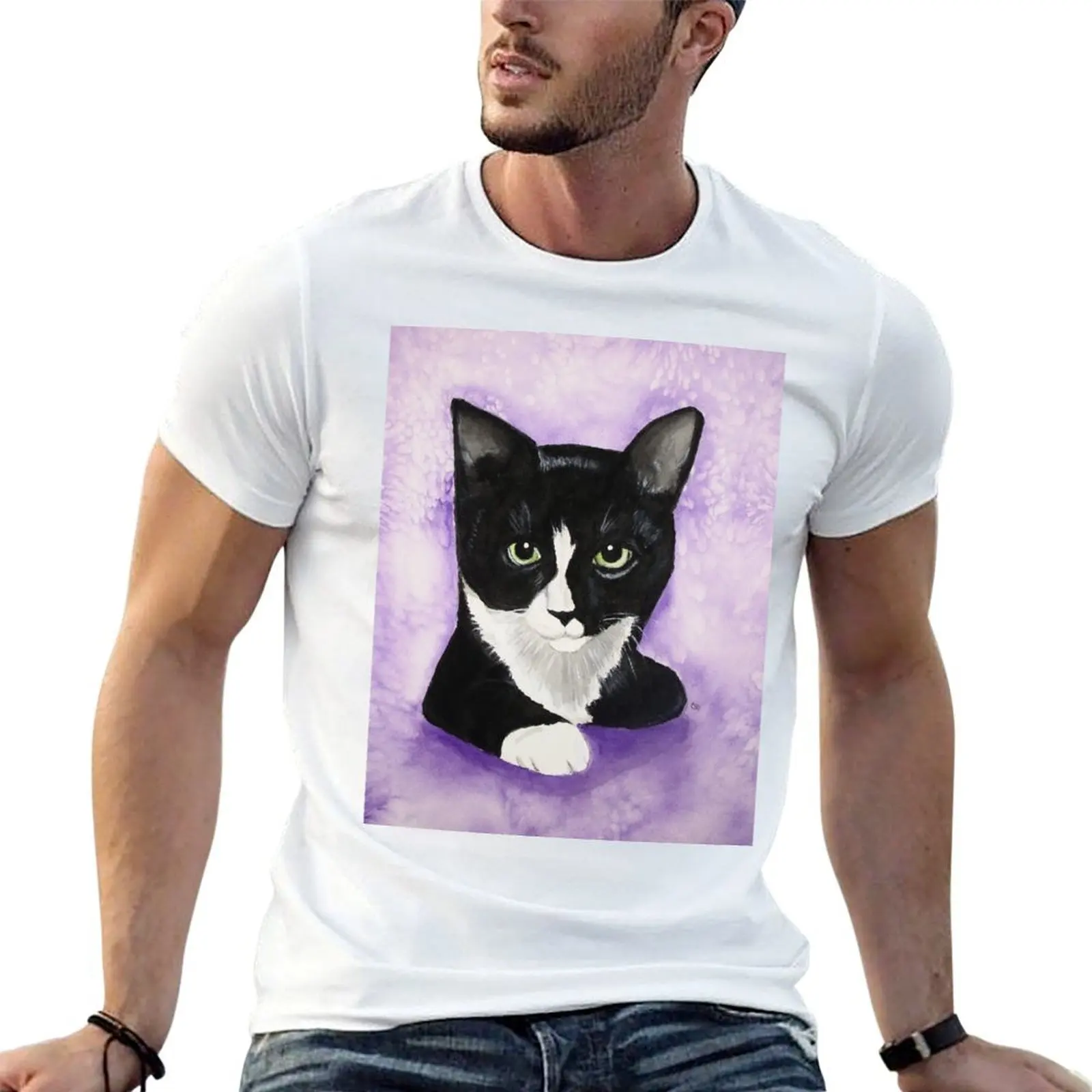 

Gracie - футболка Tuxedo Cat, мужские футболки для мужчин, хлопковые футболки, мужская футболка из 100% мужчины, летняя футболка