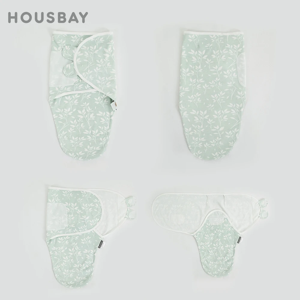 Saco de dormir para bebés recién nacidos de 0 a 6 meses, 100% algodón, suave, de verano, fino, con estampado de hierba verde, sacos de dormir envolventes para bebé