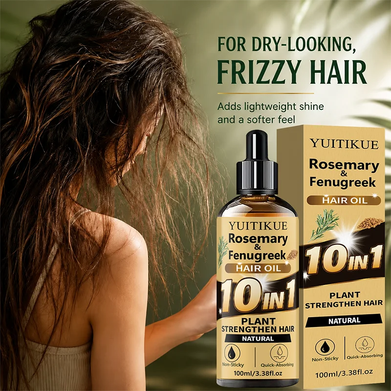 YUITIKUE 10 IN 1 Rosemary Fenugreek Hair Oil Natural Plant Strengthen Anti-Frizz Smoothing Nourish for Dry Frizzy Hair