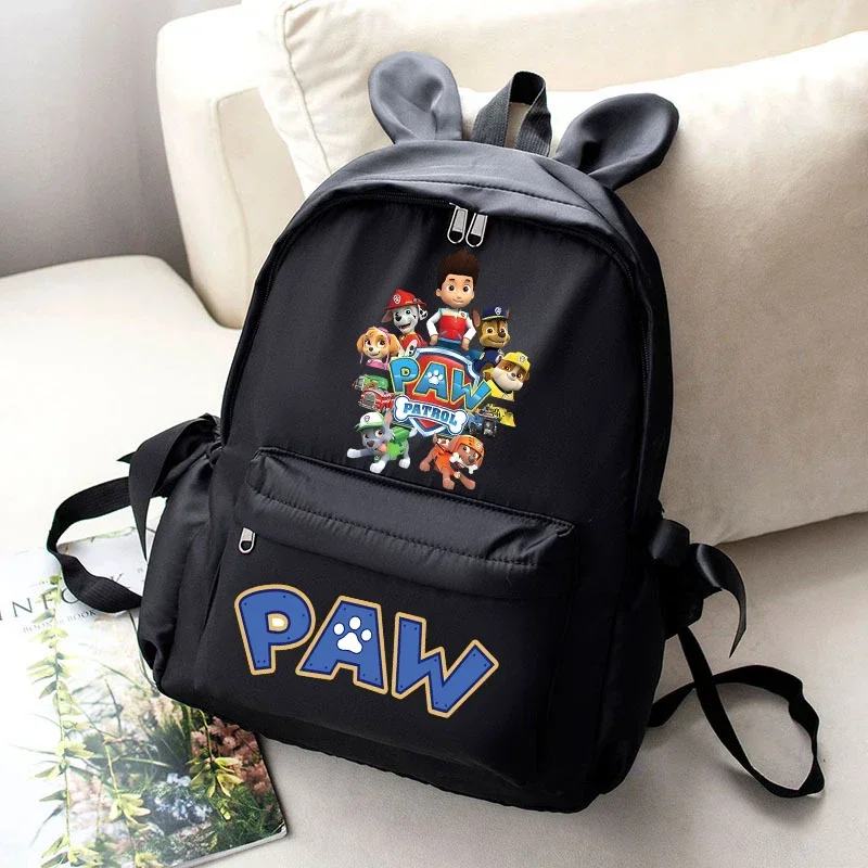 Paw Patrols 배낭 Skye Everest 소녀 학생 캔버스 Schoolbag Chase Rubble Marshall Boy 배낭 만화 토끼 귀 Bookbag