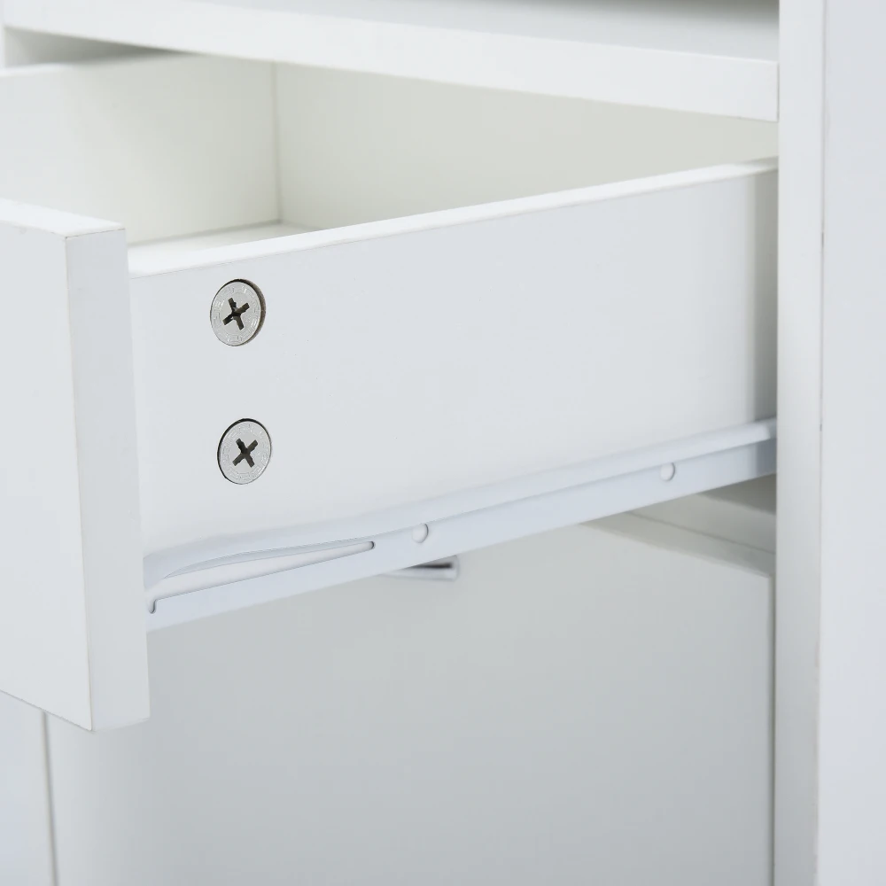 Mobile Under Desk Printer Stand with Drawer & Cabinet, Nordic Minimalist Rolling Office Storage Cabinet with Brake Wheels for Home Office