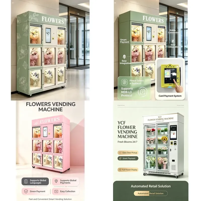 for YCF Flower Vending Machine Air Cooling System Unmanned 24 Hours Self Service Fresh Flower Bouquet Vending Equipment