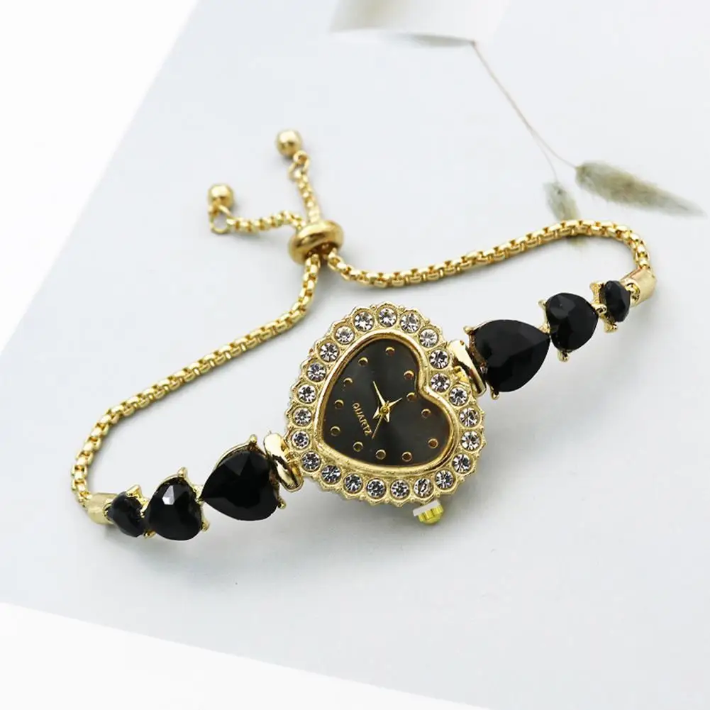 

Women's Heart Shaped Bracelet Watch Rhinestone Heart-shaped Dial Watch Quartz Wristwatch Adjustable Slider Bracelet Dress Watch