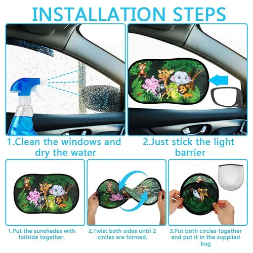 Imagen 2 del producto Parasol magnético Universal para ventana lateral de coche, cortina para ventana, Protector de visera para niños, sombra de dibujos animados bonitos, 2 uds.