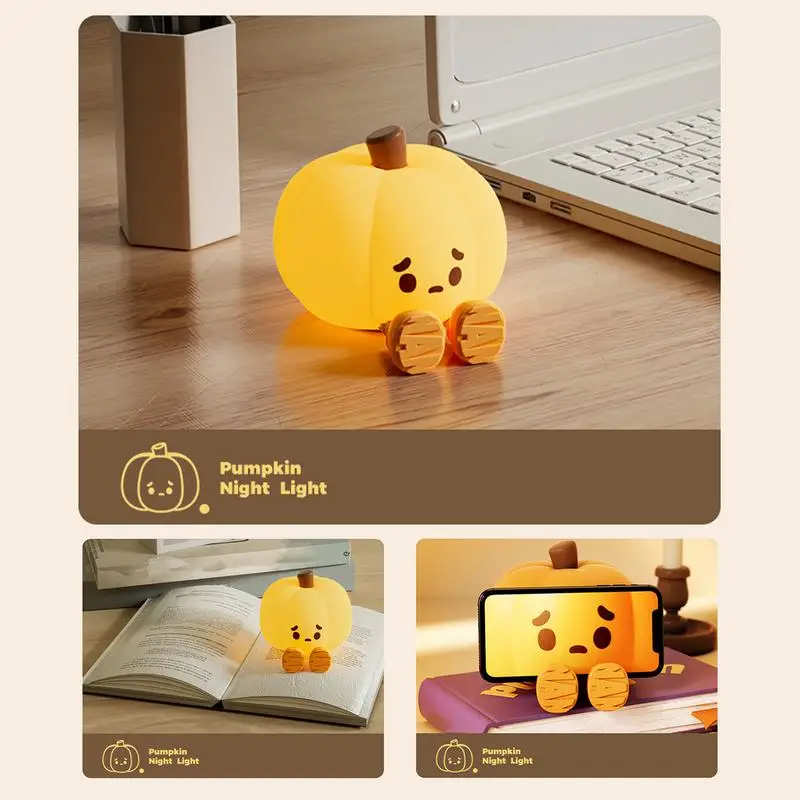 Halloween Pumpkin Night Lights Cute Soft Silicone Safe Lamp Decorations Timing Dimmable Bedside Decor Kids Baby Halloween Gifts