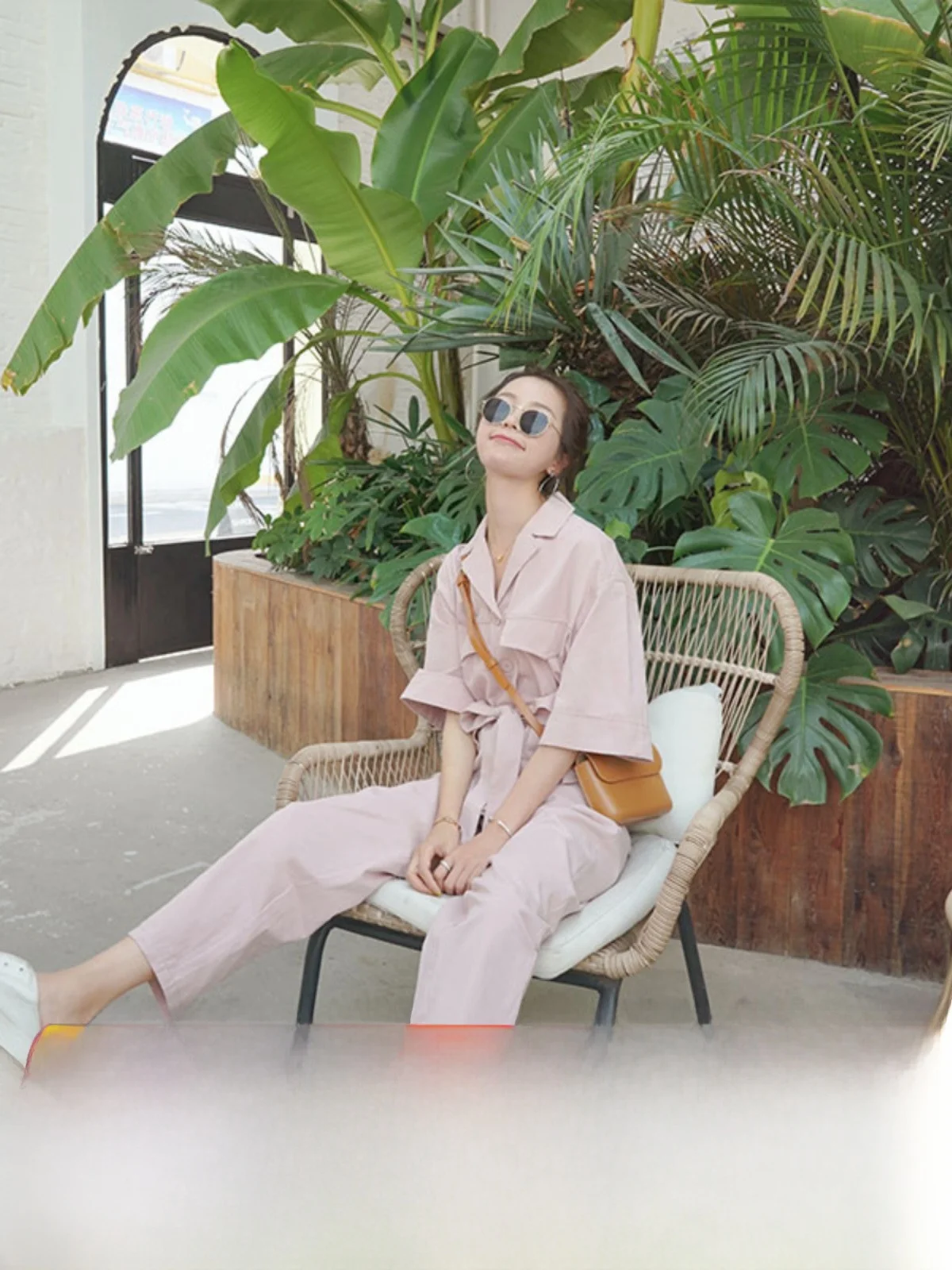 Pink One-Piece Suit Women's Summer New Sle Workwear Overall Outfit Small Size Slimming Age-Defng Versatile Jumpsuit Pants