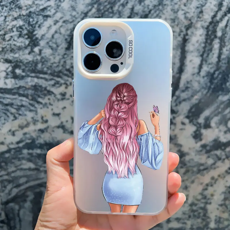 Mädchenmuster Handyhülle für iPhone 17 16 14 15 Plus Pro Max 11 12 13 Pro Max 13 Mini Stoßfeste Laser-Mode Rückseiten-Cover – Detail 7