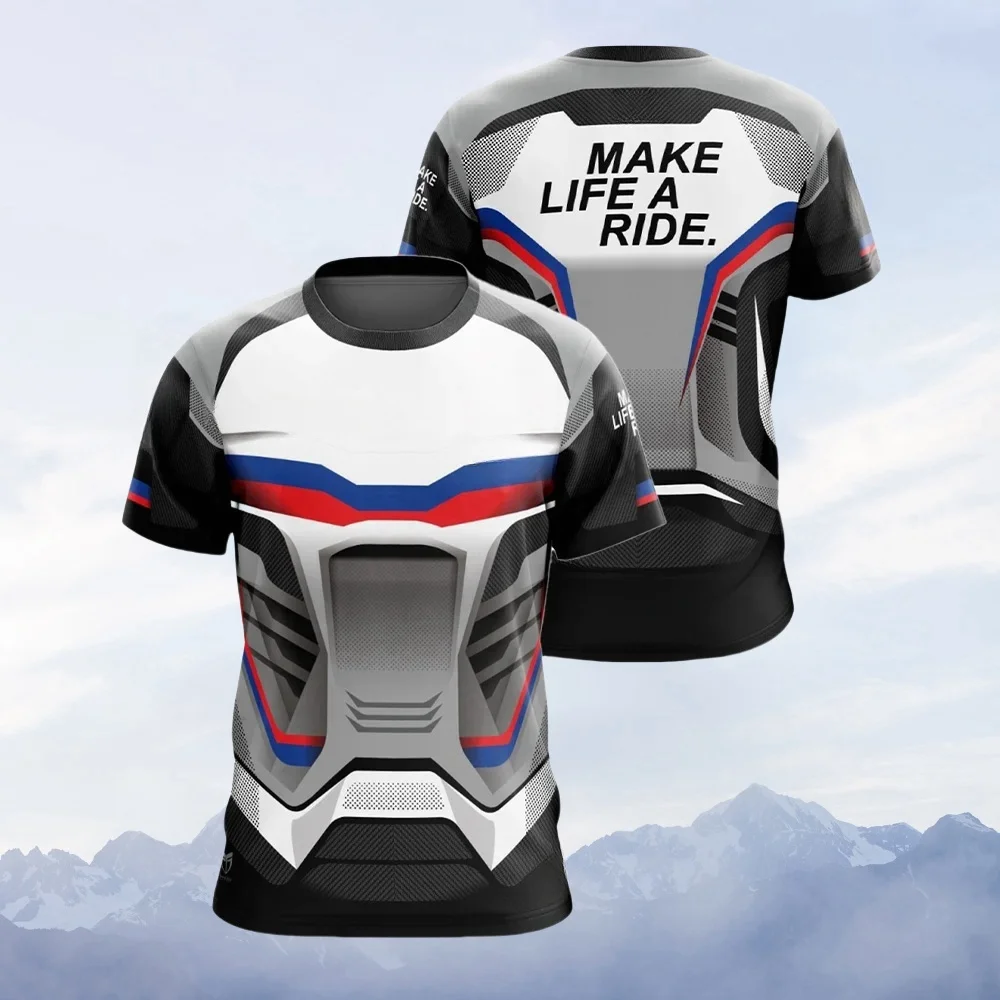 

Adventure sports motorcycle shirt, sports travel men's T-shirt, 3D printed quick drying round neck sports shirt