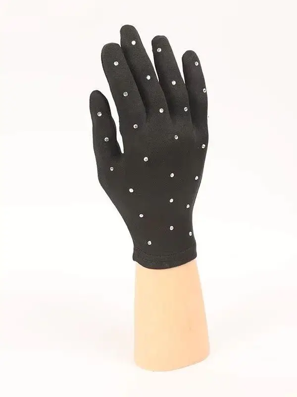 قفازات أداء التزلج على الجليد، قفازات الأطفال، قفازات أداء غير شفافة من حجر الراين للسيدات البالغات #6