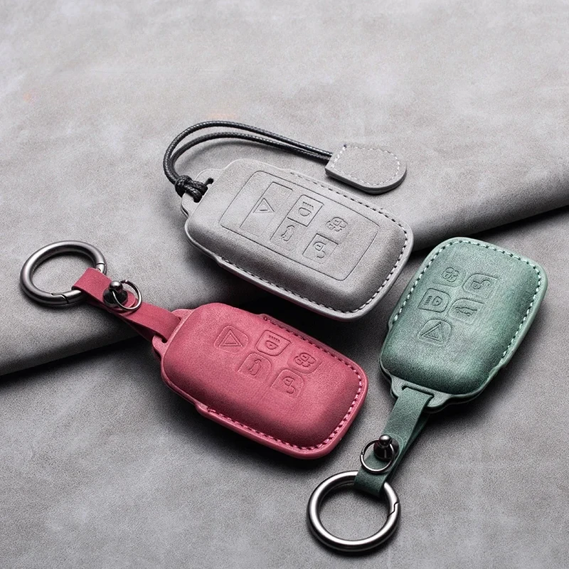 Leather Car Key Case Cover Holder Shell Keychain For Jaguar XF XFL XEL XE F-PACE F-PYPE E-PACE Smarter Car Keyring Accessories