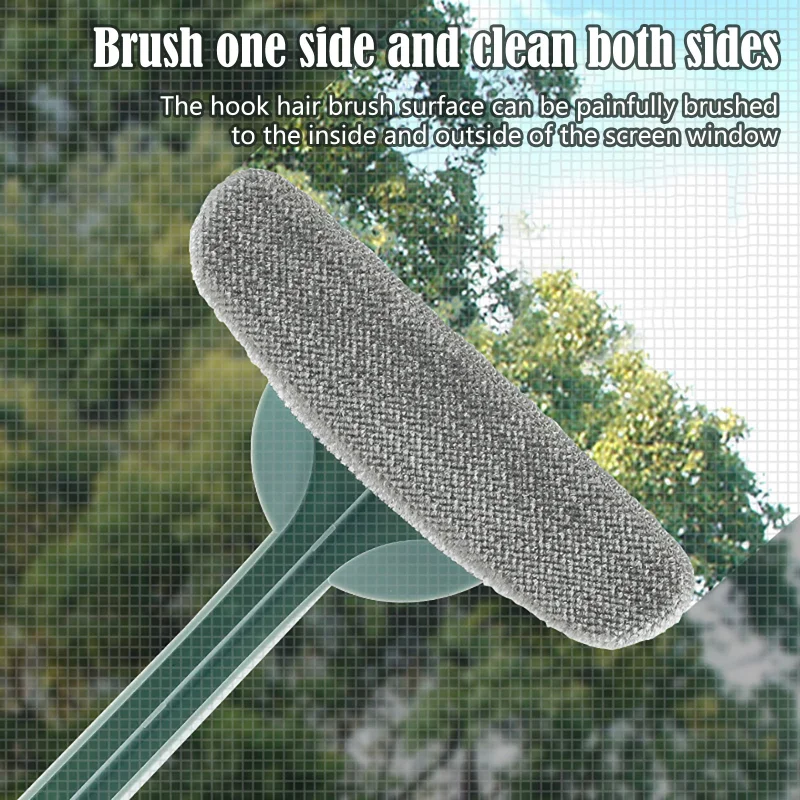 Adjustable 2 In 1 Window Cleaner Brush Mesh Screen Cleaner Glass Cleaning Brush Window Floor Washing Brush Removable Handle