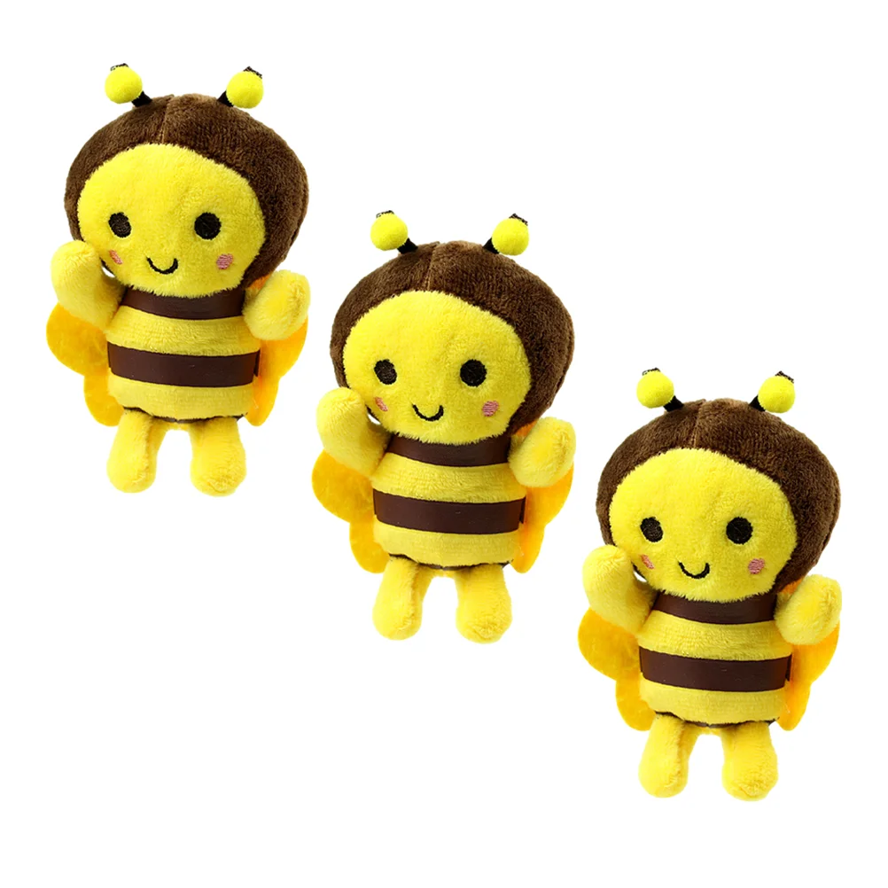 

3 Pcs Bee Crafts Felt Bees Little Pendant Car Keychain Decor Toy Plush Ornament Baby