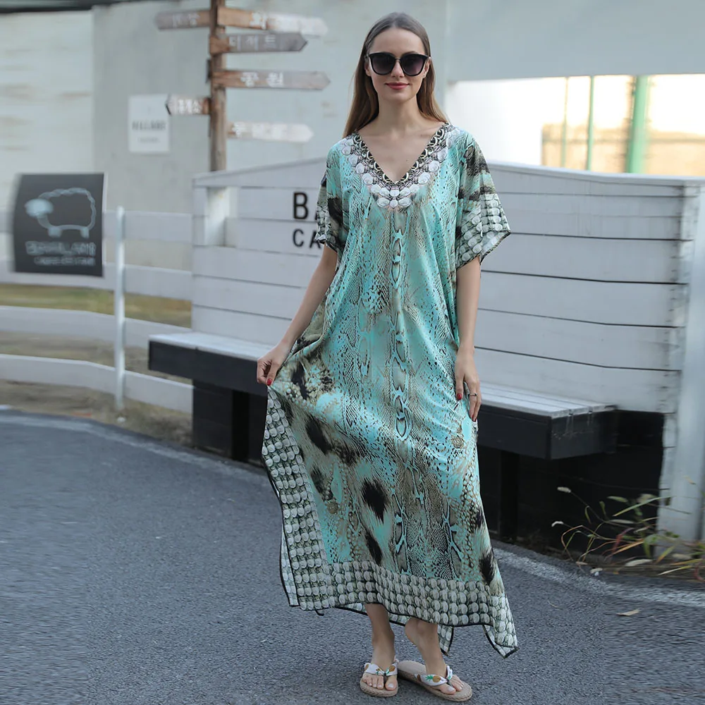 Plus Size Boho Cover Up Dress, damska Plus Colorblock nadruk w paski rękaw w kształcie skrzydła nietoperza dekolt w szpic z nieregularnym brzegiem