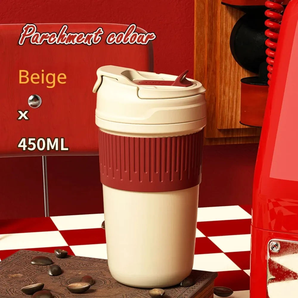 

High Quality Stainless Steel Insulated Cup Portable Large Diameter Design Coffee Mug Ceramic Inner Sealed Straw Cup Office
