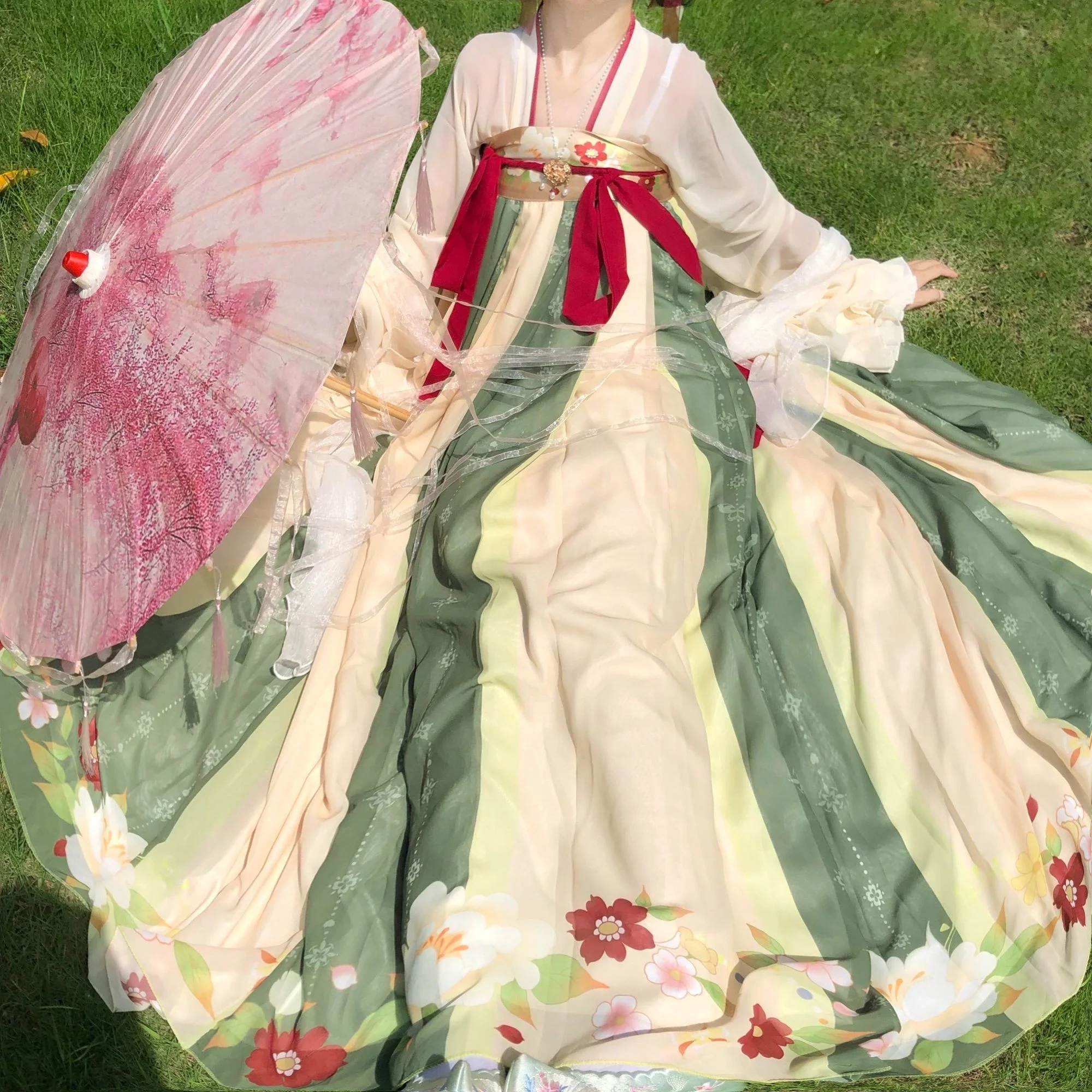 Hanfu bordado tradicional chino, falda grande, dobladillo, vestido de princesa, estilo Oriental, Dinastía Tang, disfraz de Cosplay antiguo