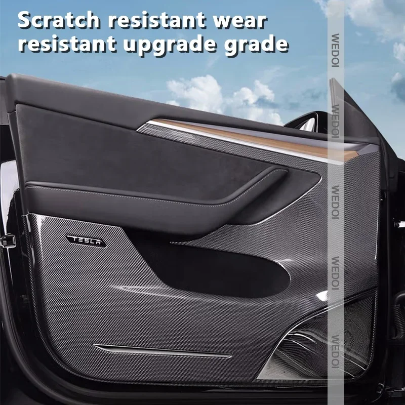 ل تسلا نموذج 3 Y عتبة باب السيارة غير مرئية مكافحة Kict وسادة حماية الجانب حافة ABS المواد 2022 2023 ملصقات حامي