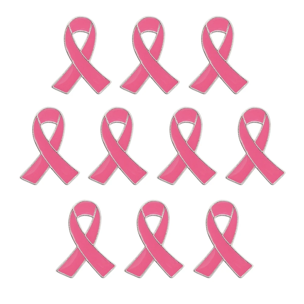 Lot de 10 broches officielles en ruban rose pour la sensibilisation au cancer du sein