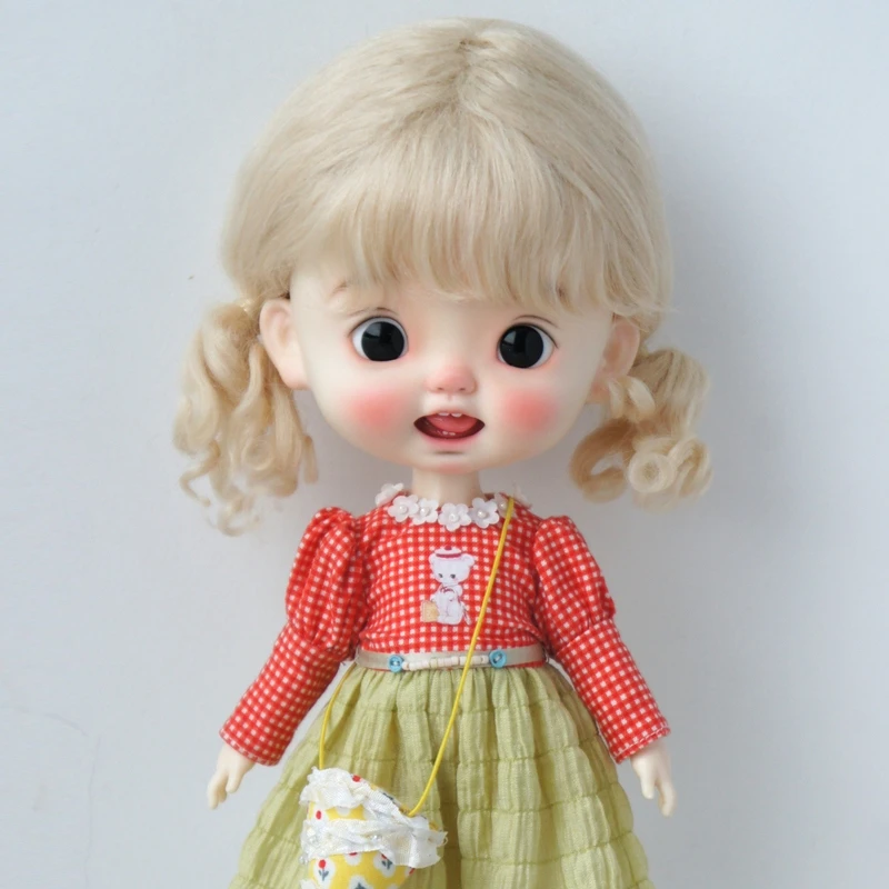 JD294 8-9inch 9-10inch Baby Curl Twintail Mohair BJD Wigs 1/3 SD DOD QBaby Pullip Blythes Doll Hair Toy Accessories