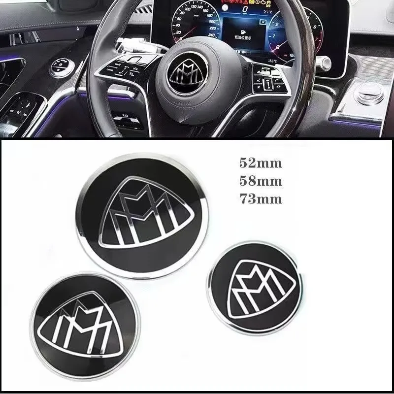 Round Emblem Badge for Maybach S320L S400 S500 S600 S680 Car Styling Steering Wheel Center Sticker Hood Cover Lay Logo with Pins