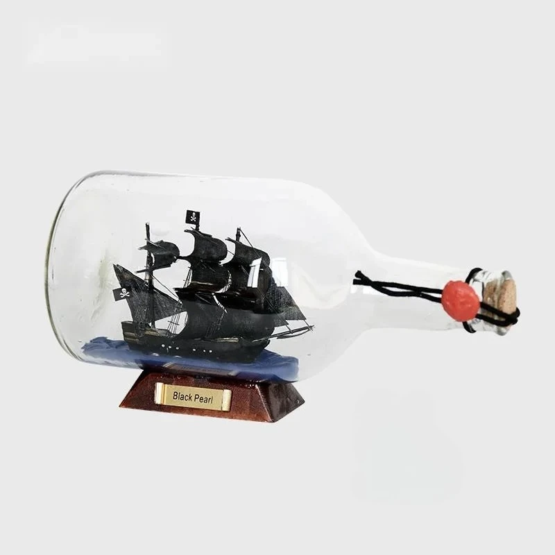 Black Pearl Pirates Of The Caribbean Boat Ship In The Bottle Boat In The Glass Drifting Bottle Creative Crafts Home Office Decor