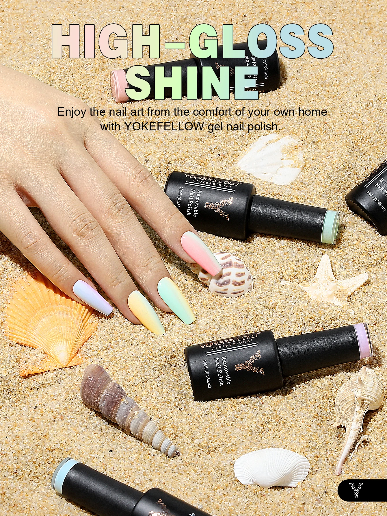 طقم طلاء أظافر جل يوكيفلو-باستيل ، حلوى ، لون حلو ، ناعم ، وردي ، أصفر ، أرجواني ، ربيع ، صيف ، 6
