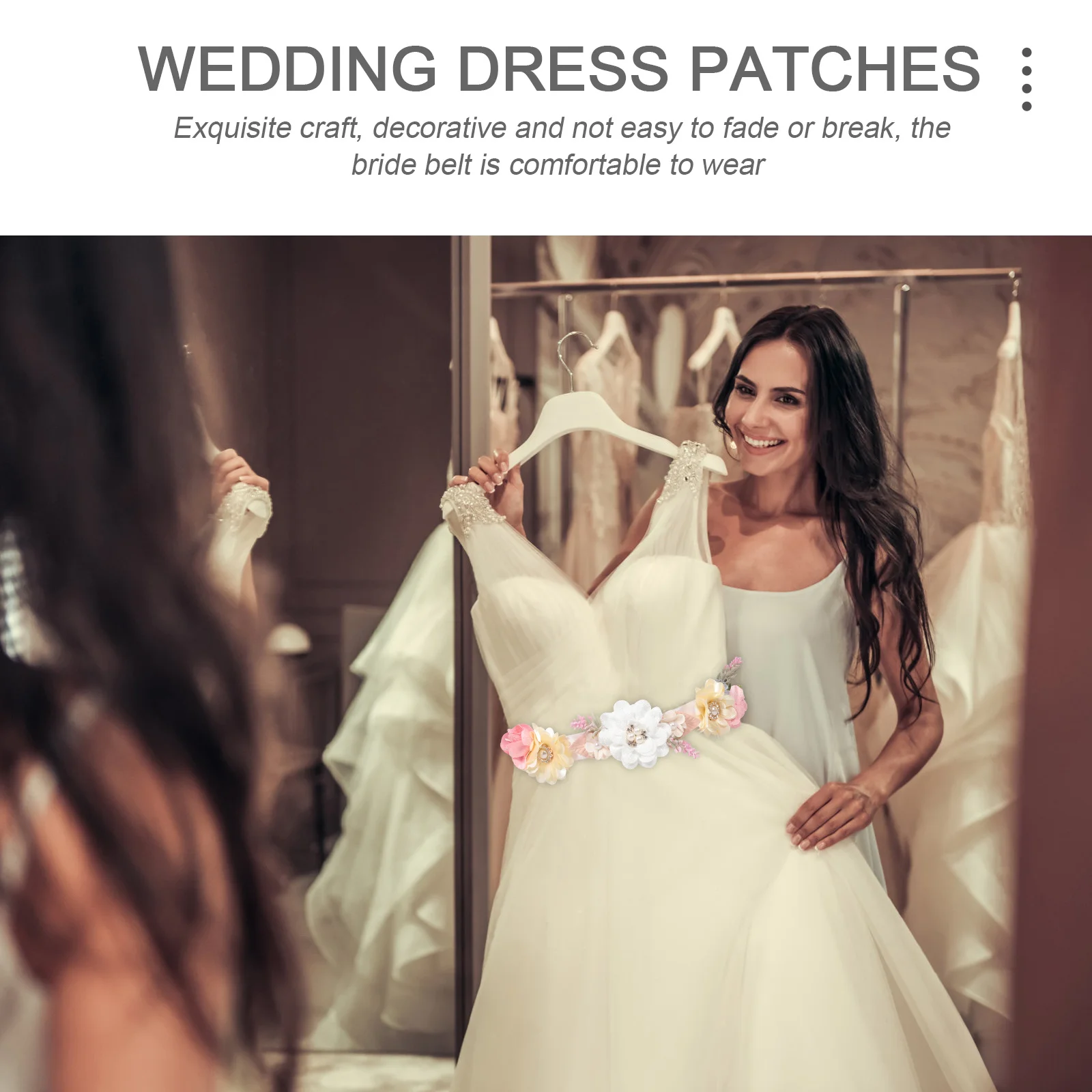 

Wedding Bridal Sash Belt Stylish Flower Rhinestone Ribbon Belt Dress Accessory for Bride Bridesmaids Proms Banquets