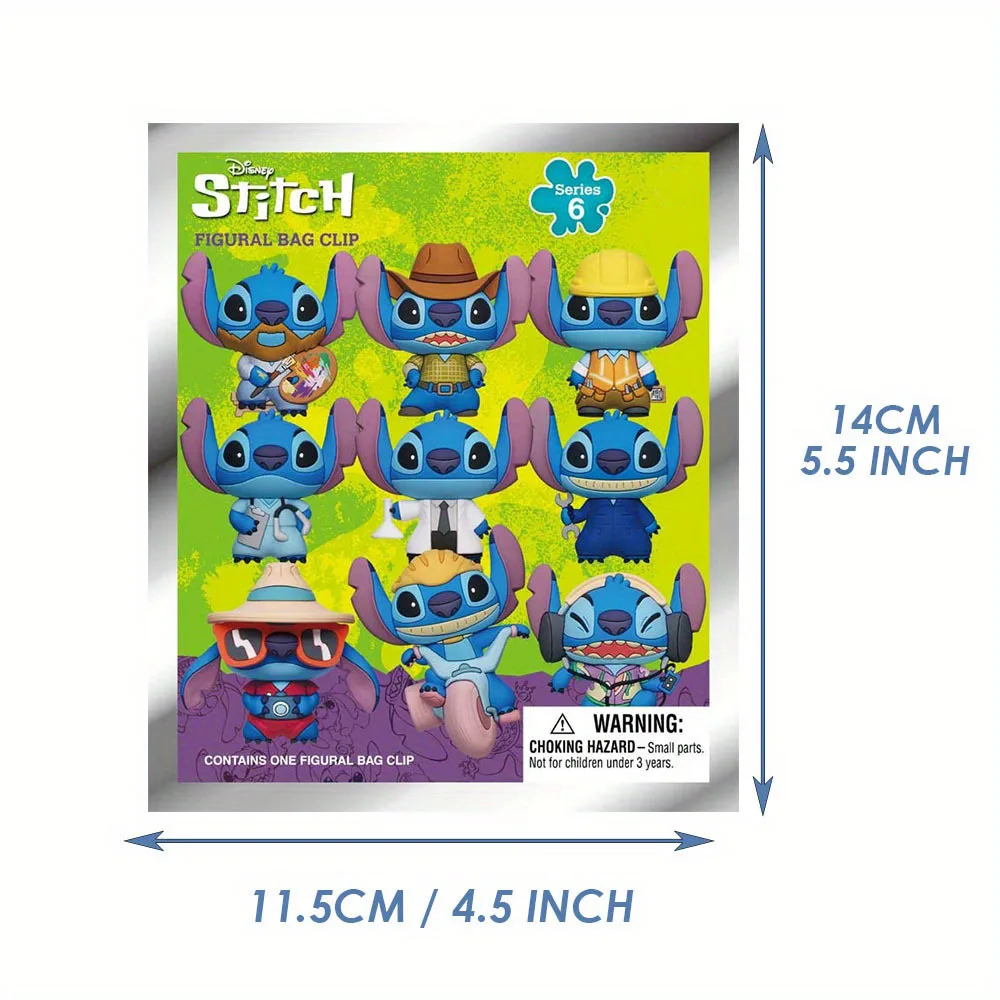 Porte-clés figurine en PVC sous forme de boîte mystère, sous licence officielle Stitch, 1 pièce, Disney