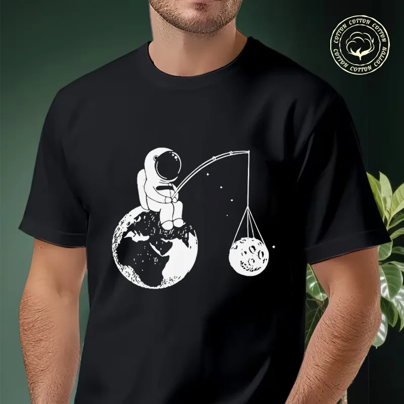 

Funny Design Astronaut Printing Moto T Shirt Cotton Fashion Men And Women Aesthetic High Quality Unisex Top Tees