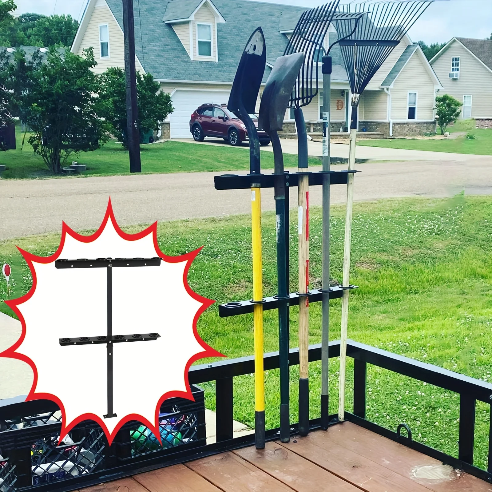 

Landscape Hand Tool Rack For Truck Trailer, Vertical Hand Rack For Landscaping, Garage Or Shed Walls Holds, 6 Tools For Shovels, Rakes, Hoes