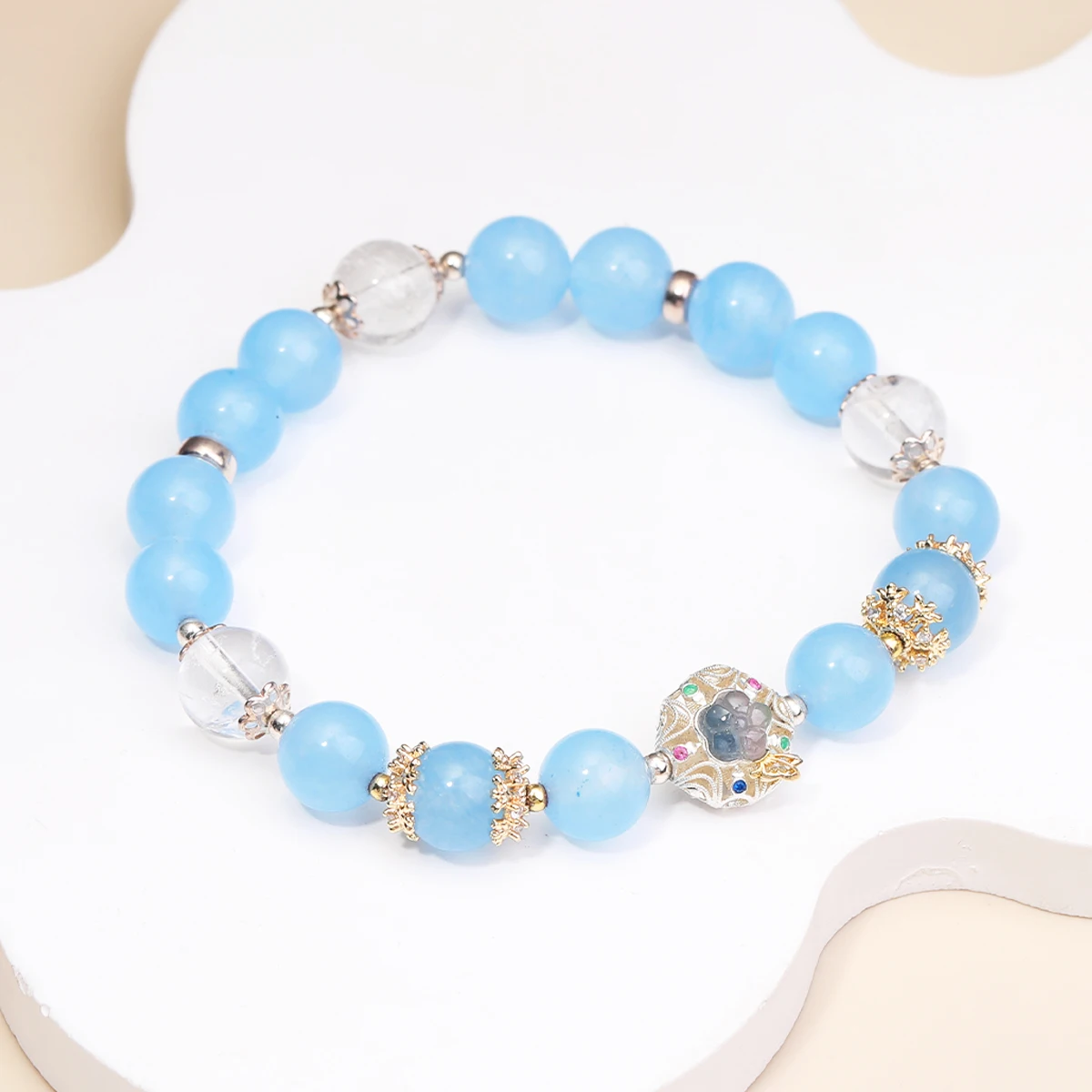 

Natural Aquamarines Bracelets for Women Single Circle Crystal Bracelet Jewelry Romantic Casual Crystal Yoga Bracele
