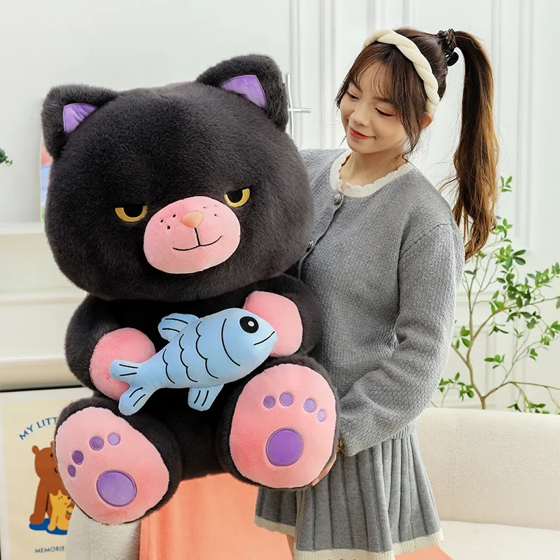 

New Kawaii 60cm Originate Little Devil Meow Kittens Eat Fish Plush Toy Plush Doll Sofa Pillow Kids Sleeping Accompany Doll Gifts