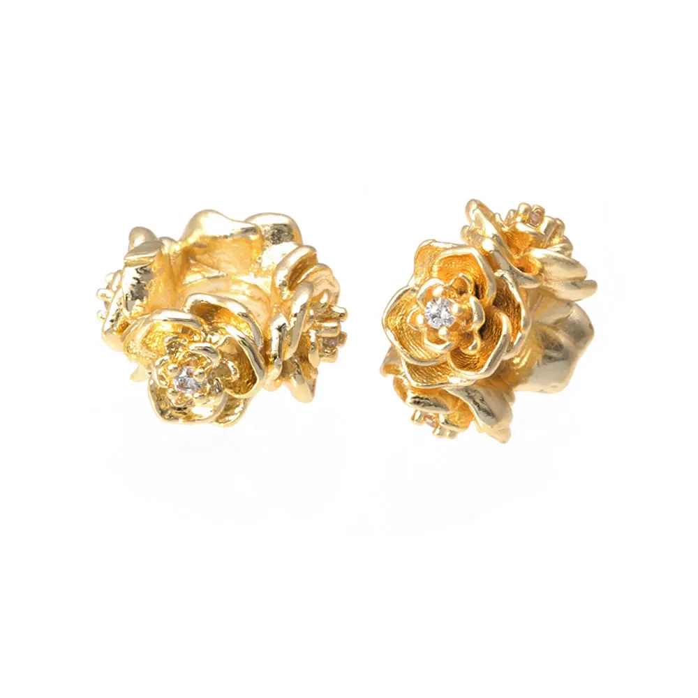 18K Gold Color Brass Zircon Large Hole Round Spacer Beads Bracelet Beads High Quality Diy Jewelry Accessories Making Materials image 3