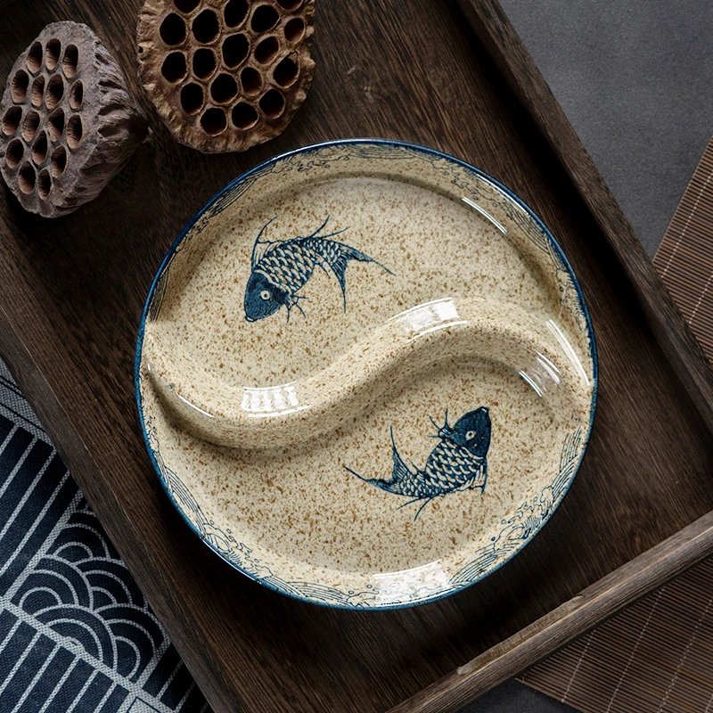 

Creative Round Ceramic Plate Double Western Food Plate White Personality Restaurant Soup Plate Main Course Tableware Kitchen