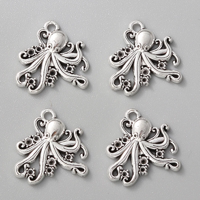 20pcs New Octopus Alloy Charms Fashion Sea Animal Pendants For Making Handmade DIY Jewelry Accessories Crafts Findings Necklace