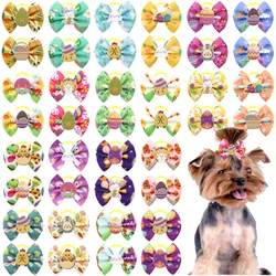 Girl's Easter Day Grooming Bowknot com bandas de borracha, Dog Hair Accessories, Bows Grooming, Yorkshire, Pet Supplies, 50 pcs, 100pcs