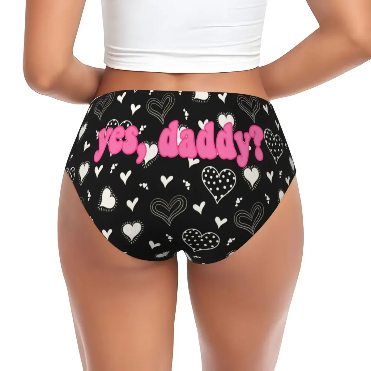 

Custom Women's Cute Valentine Yes Daddy Hearts Panties Comfort Briefs Underwear