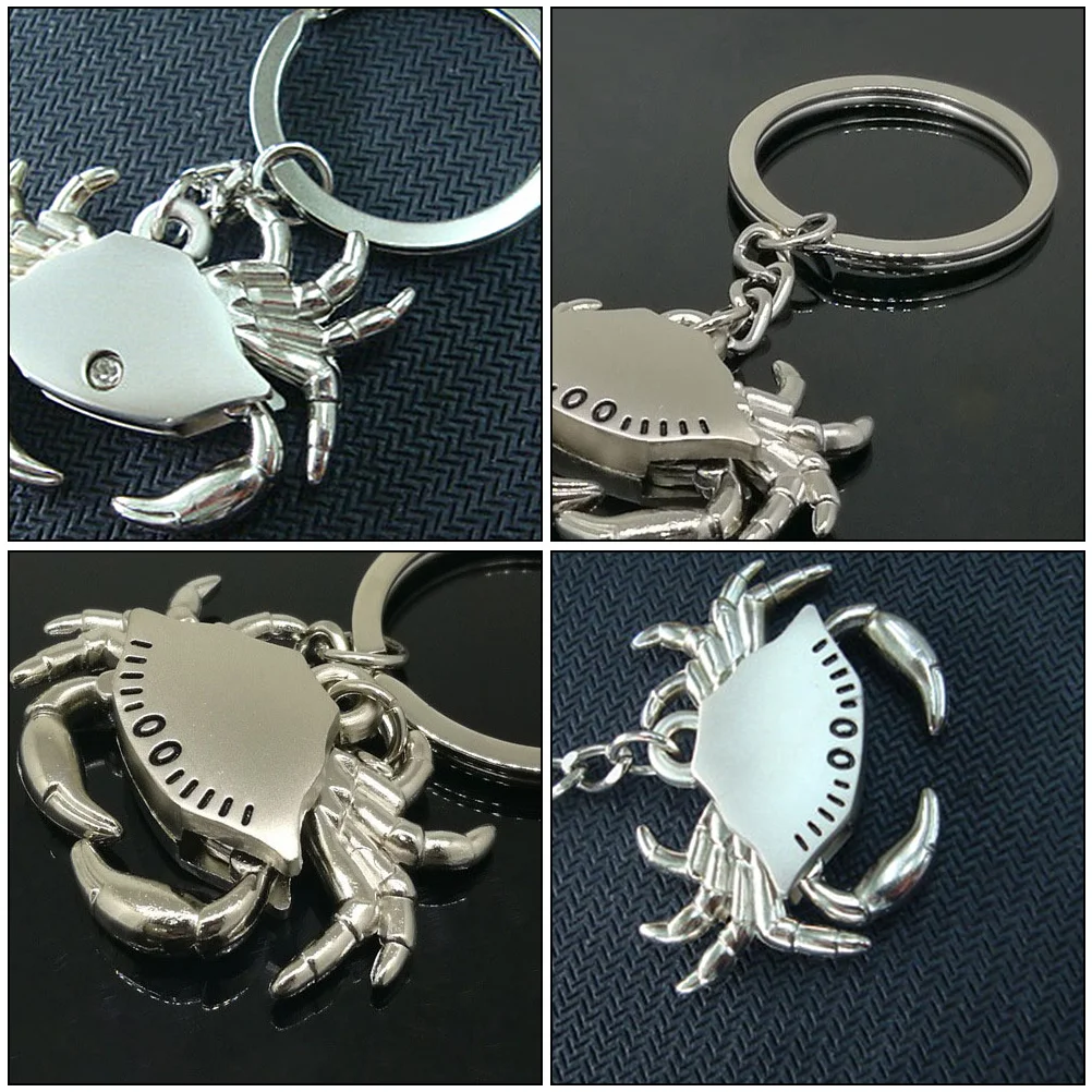 2 Pcs Coastal Keychain Crab Men's Belts Zinc Alloy Rings Pendant Metal Chains Miss