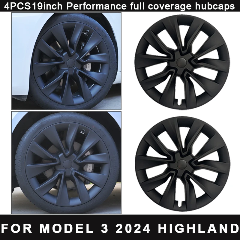 

4PCS HubCap Car for Tesla Model 3 19 Inch Performance Wheel Cap 2024 Highland Wheel Parts Full Rim Cover Accessories Wheel Cover