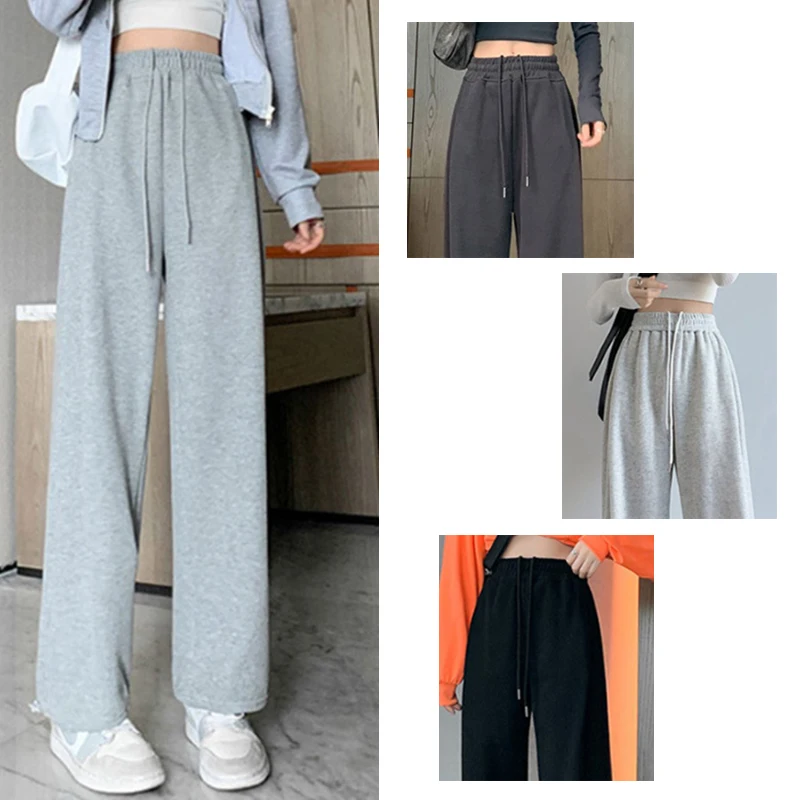 

2024 Autumn Women Korean Version Streetwear Oversized Pants Lady Classic Versatile Solid Wide Leg Straight Leg Daily Trousers