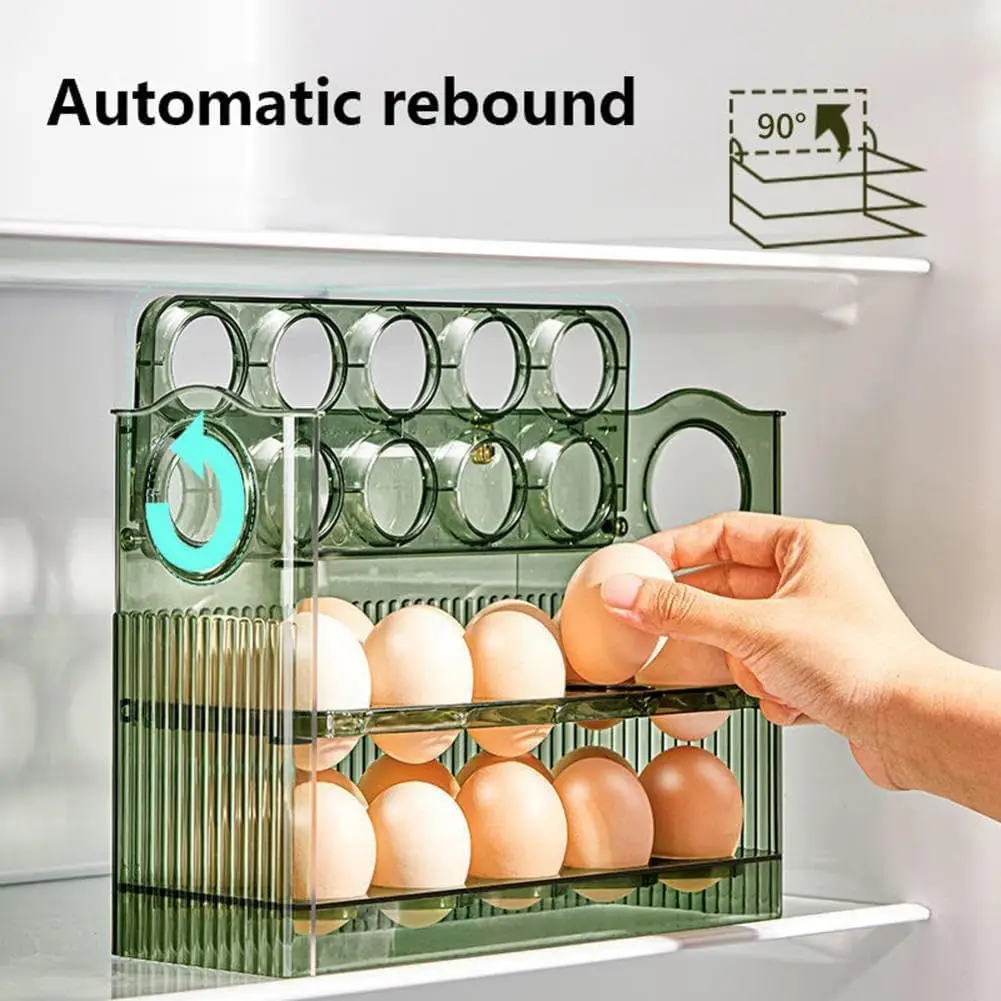 

Kitchen Large Capacity Egg Fridge Storage Box - Portable Multi-Layer Egg Tray Organizer, Convenient Opening/Closing Egg Holder