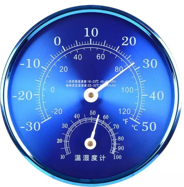 12.7cm Thermometer Hygrometer Metal Indoor Outdoor Temperature Humidity Tester -30-50°C/10-99%RH Temperature and Humidity Meter