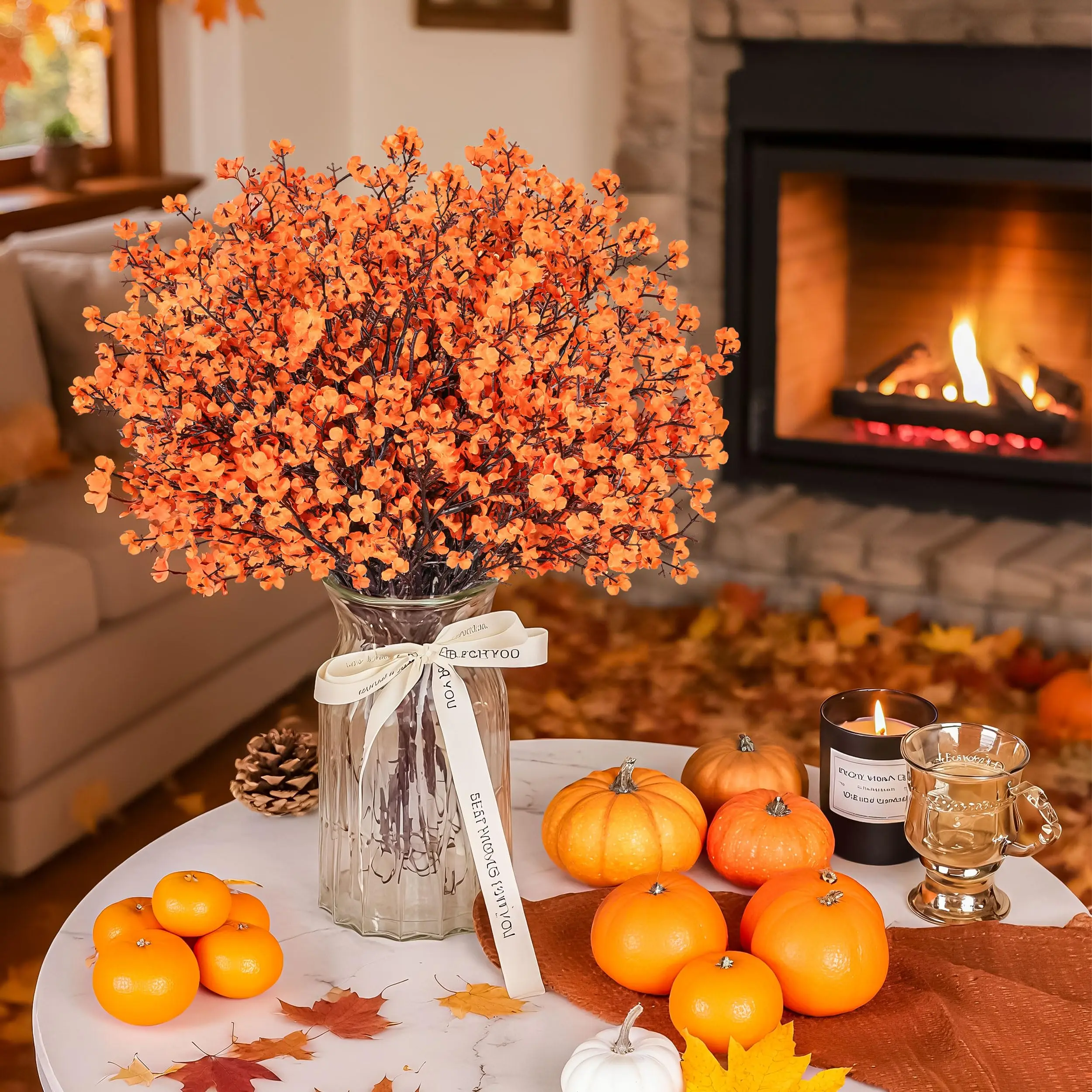 5 Stücke Künstliche Blumen Herbst Babys Atem Gefälschte Pflanzen Hause Hochzeit Herzstück Tisch Thanksgiving Party Herbst Raumdekorationen – Detail 4