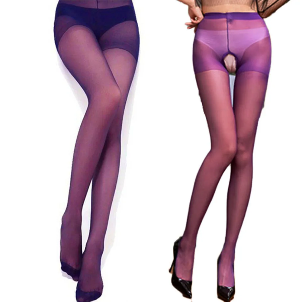 

Purple Sexy Open Crotch Stocking Fashion Women Transparent Pantyhose Office lady Crotchless Tights beautiful legs Leggings Socks