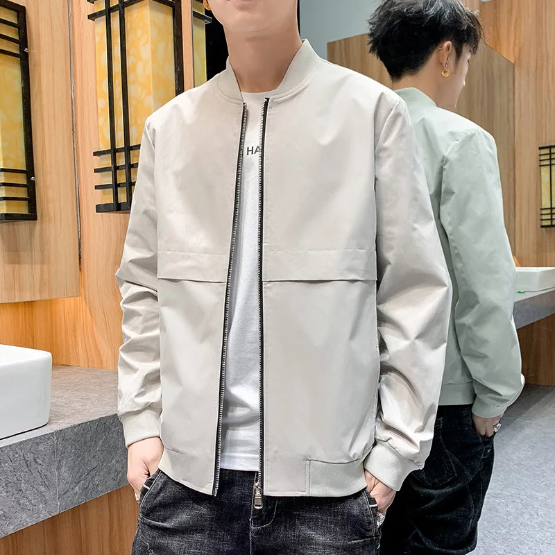 

2023 Men's Spring and Autumn Handsome Trendy Casual Jacket Youth Stand Collar Workwear Jacket